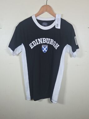 Edinburgh Script with Saltire Shield Two Tone No9 Black And White Short Sleeve